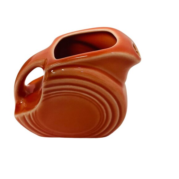 Vintage Fiesta Ware Small Tangerine Disk Pitcher‎ 4.5 inches tall, 6 inches wide - Picture 1 of 6